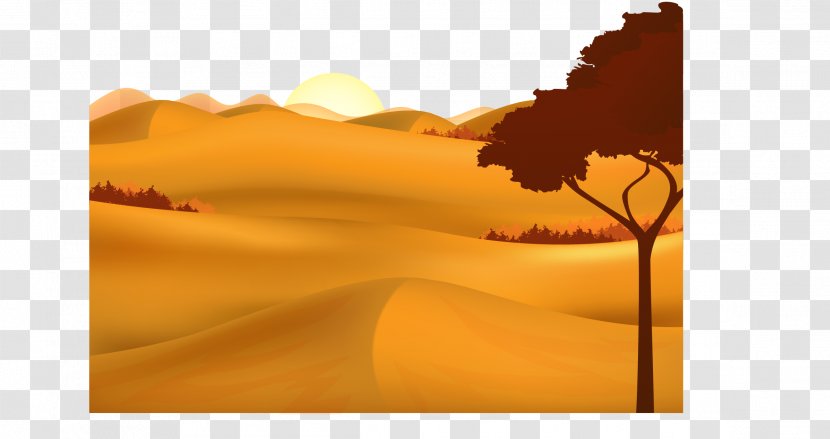 Desert Natural Landscape Euclidean Vector - Orange - Painted Sunset Transparent PNG