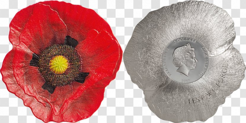 Remembrance Poppy Silver Coin - Precious Metal Transparent PNG