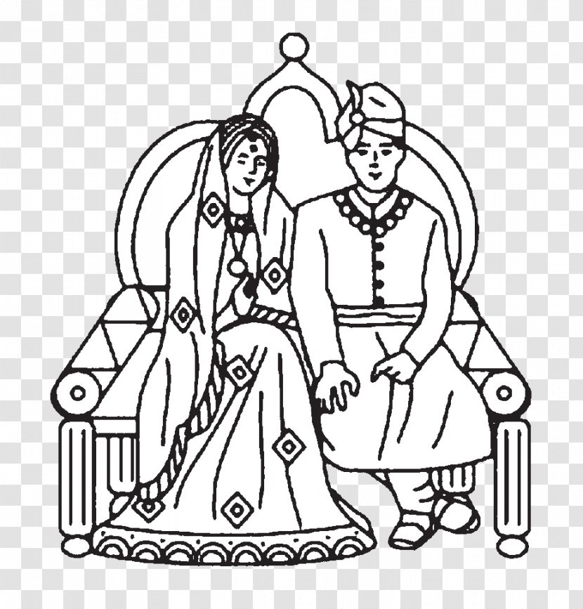 Wedding Invitation Symbol Reception Bride - Black And White - Indian Transparent PNG