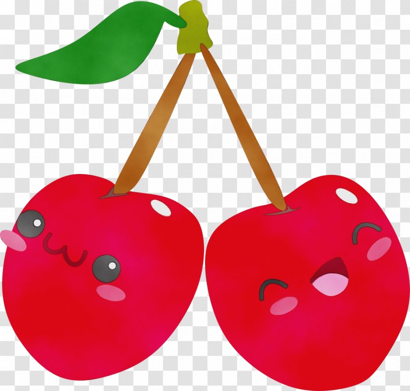 Cherry Heart Clip Art Plant Fruit - Watercolor - Drupe Transparent PNG