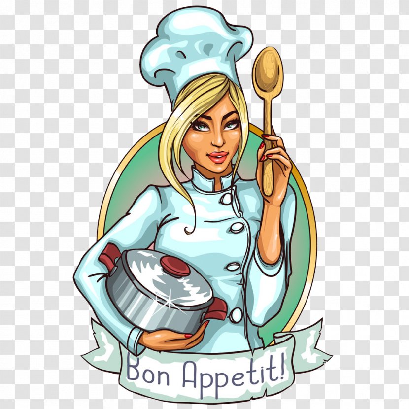 Chef Cooking Cartoon Clip Art - Watercolor - Logo Transparent PNG