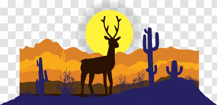 Vector Graphics Illustration Euclidean Design - Deer - Elk Scene Silhouette Transparent PNG
