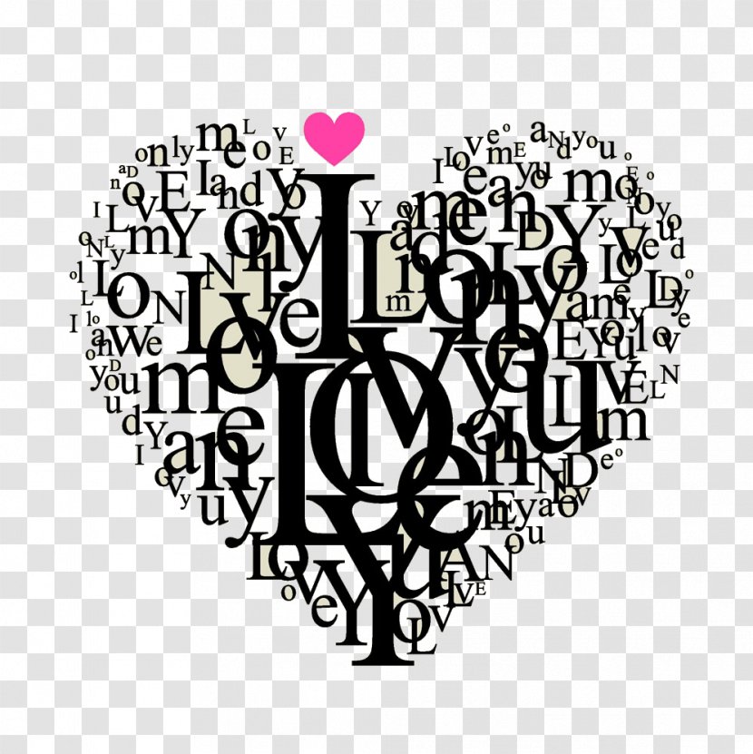 Love Heart Valentines Day Typography - Flower Transparent PNG