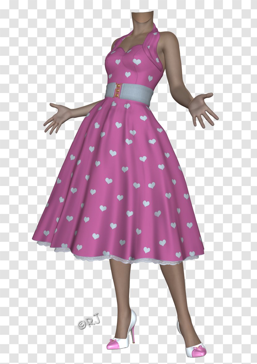 Polka Dot Cocktail Dress Costume Design Gown - Pink Transparent PNG