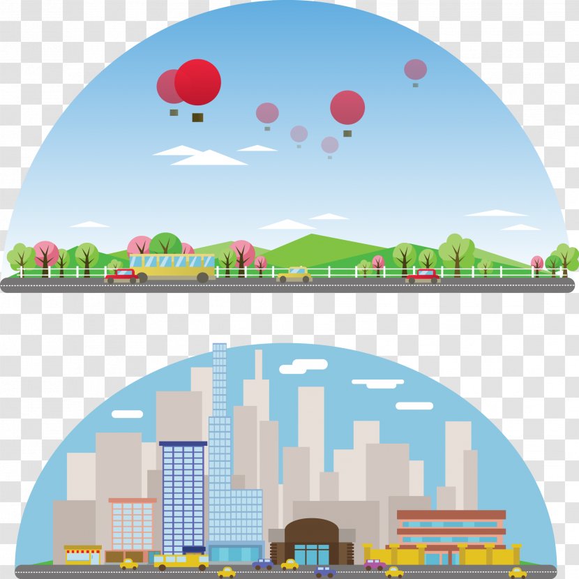 Cartoon Photography Royalty-free Illustration - Daytime - Vector Hand Painted City Transparent PNG