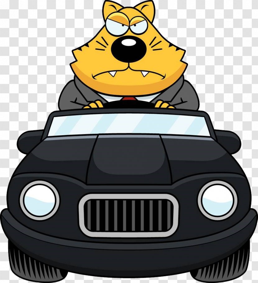 Cat Cartoon Driving Illustration - Stock Photography - Tiger Learn To Drive Transparent PNG