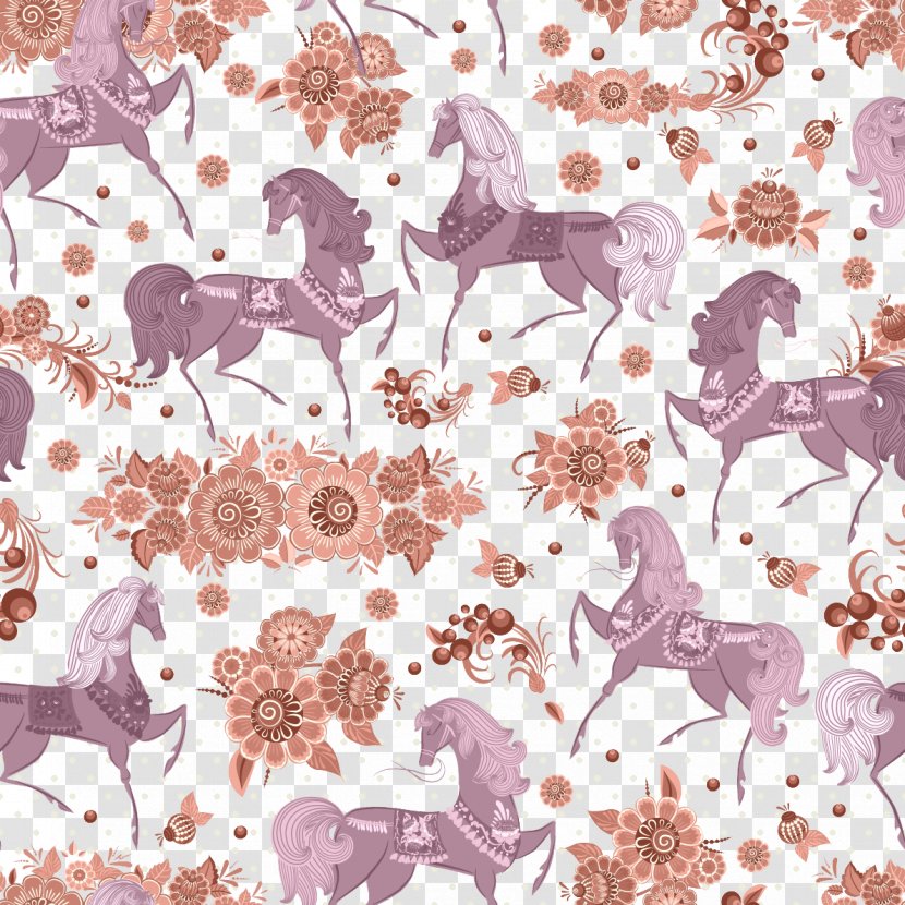 Purple Horse And Flowers - Animal - Hoof Transparent PNG