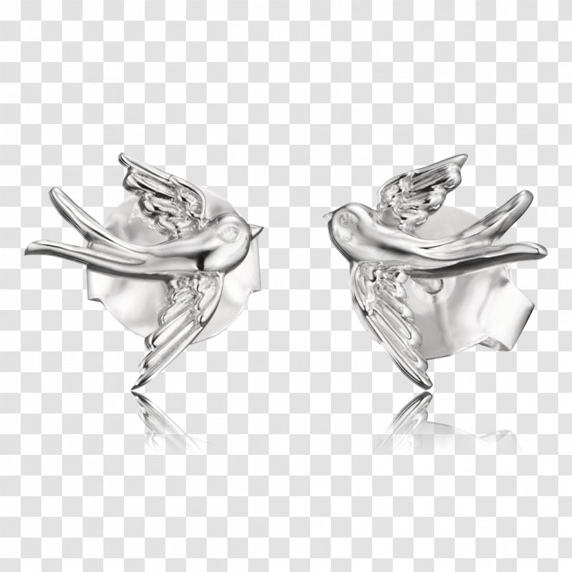 Earring Swallow Body Jewellery Silver - Wing Transparent PNG