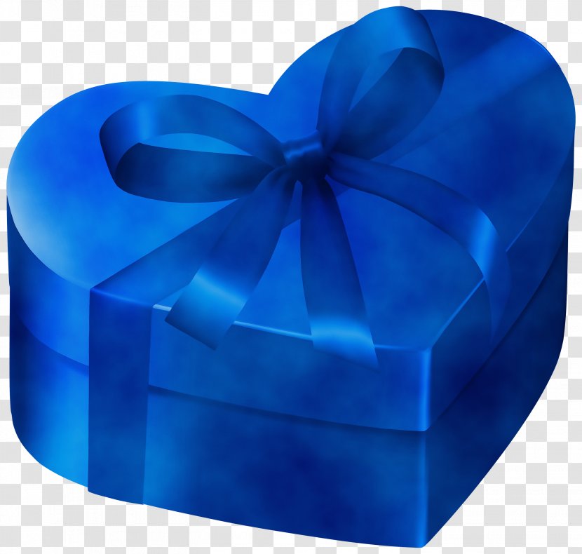 Blue Ribbon Cobalt Turquoise Gift Wrapping - Heart Present Transparent PNG