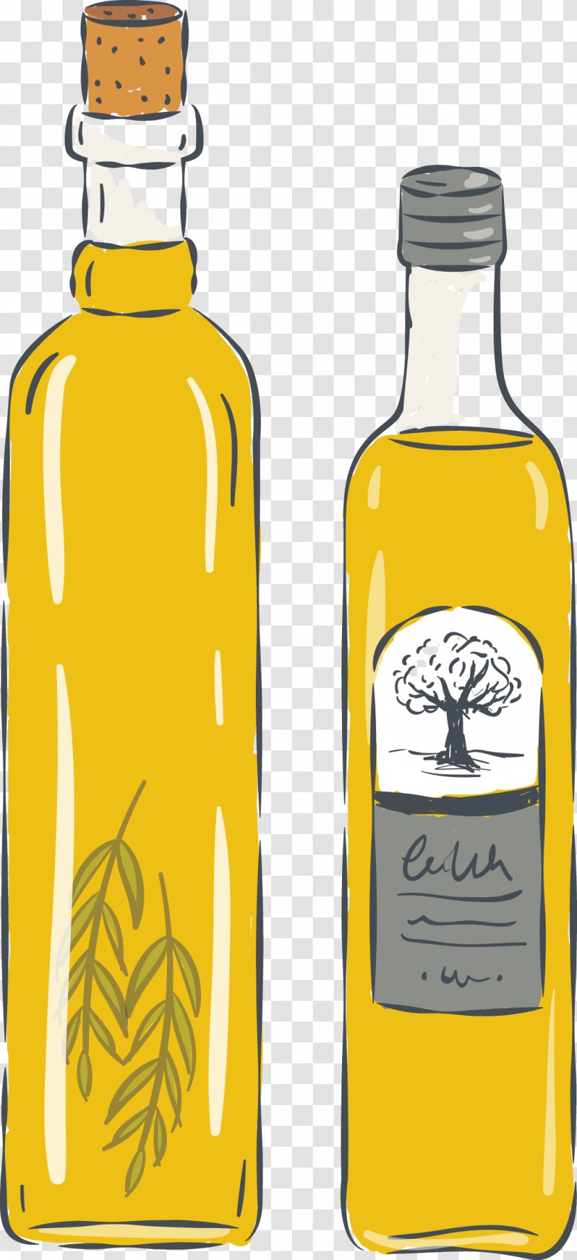 Olive Oil Liqueur Bottle - Vector Transparent PNG