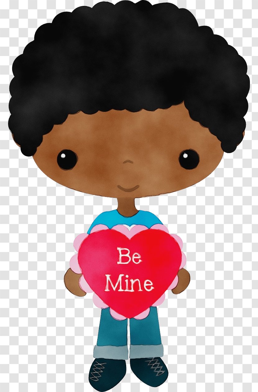 Cartoon Toy Afro Cheek Figurine - Black Hair - Animation Doll Transparent PNG
