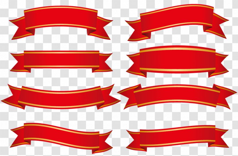 Banner Ribbon - Red Vector Transparent PNG