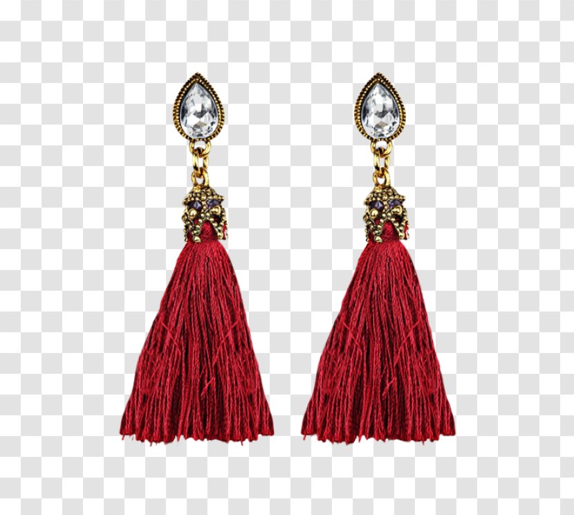 Earring T-shirt Jewellery Imitation Gemstones & Rhinestones Red - Tassel - Bling Transparent PNG
