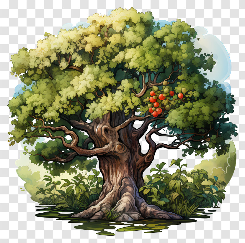 Fruit Tree - Tree With Green Leaves And Red Apples Illustration Transparent PNG