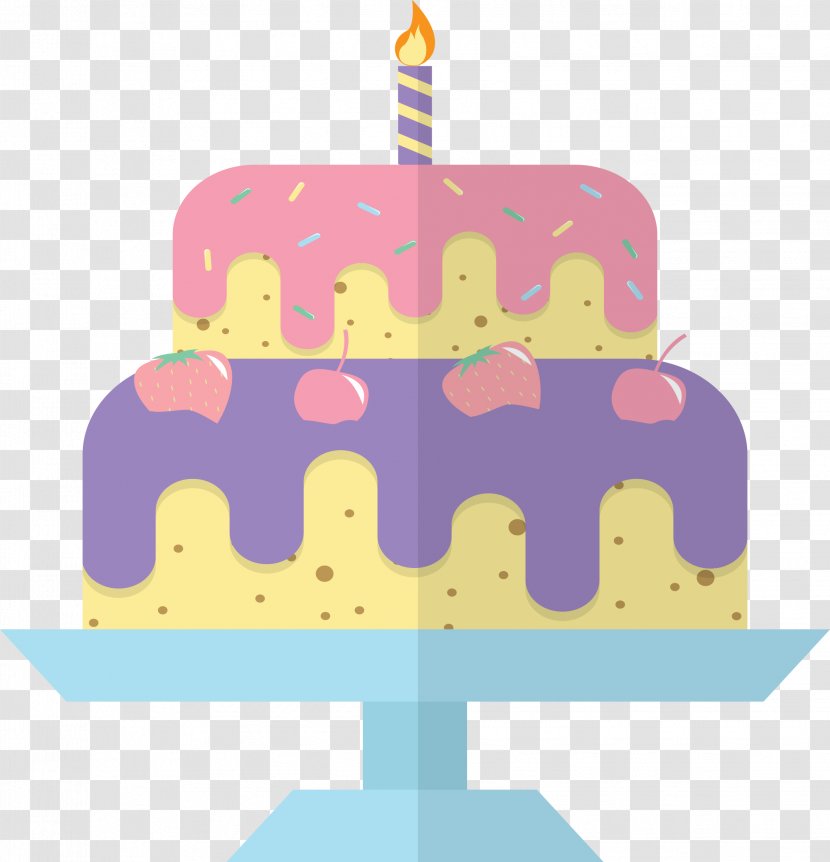 Birthday Pastel Clip Art - Color - Vector Candle On The Cake Transparent PNG