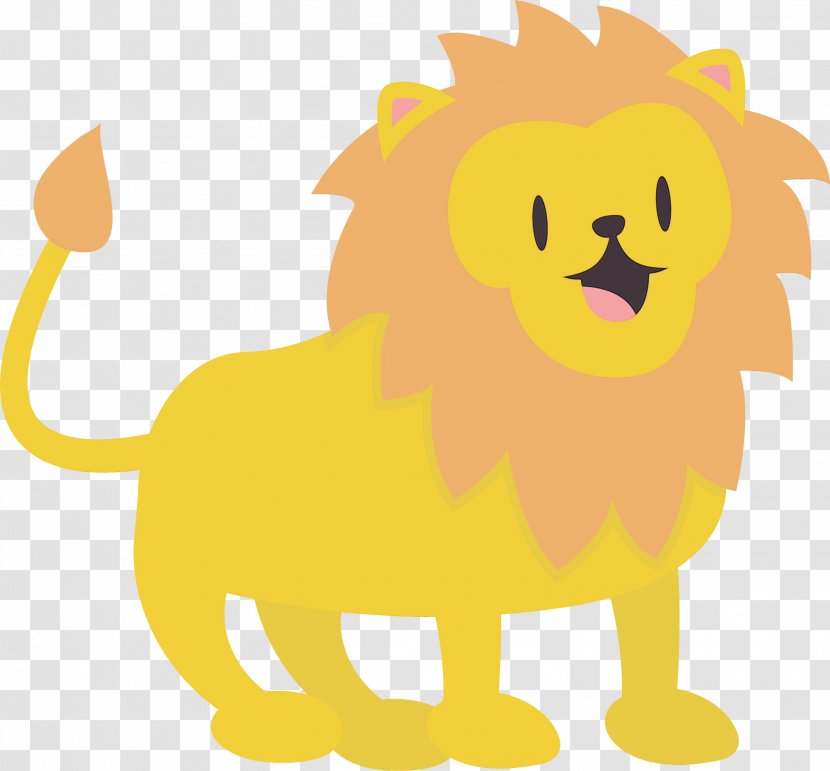 Lion Clip Art Cartoon Yellow Big Cats - Watercolor - Roar Wildlife Transparent PNG