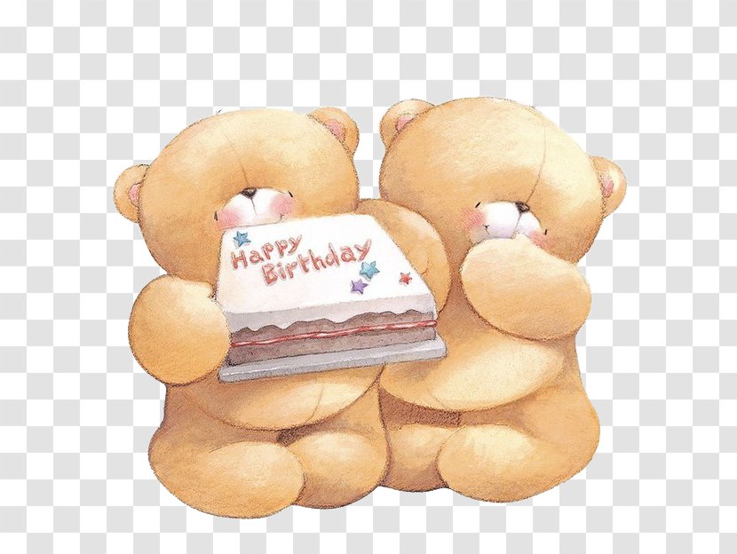 Bear Forever Friends Birthday Greeting Card Clip Art - Cartoon - Two Bears Transparent PNG