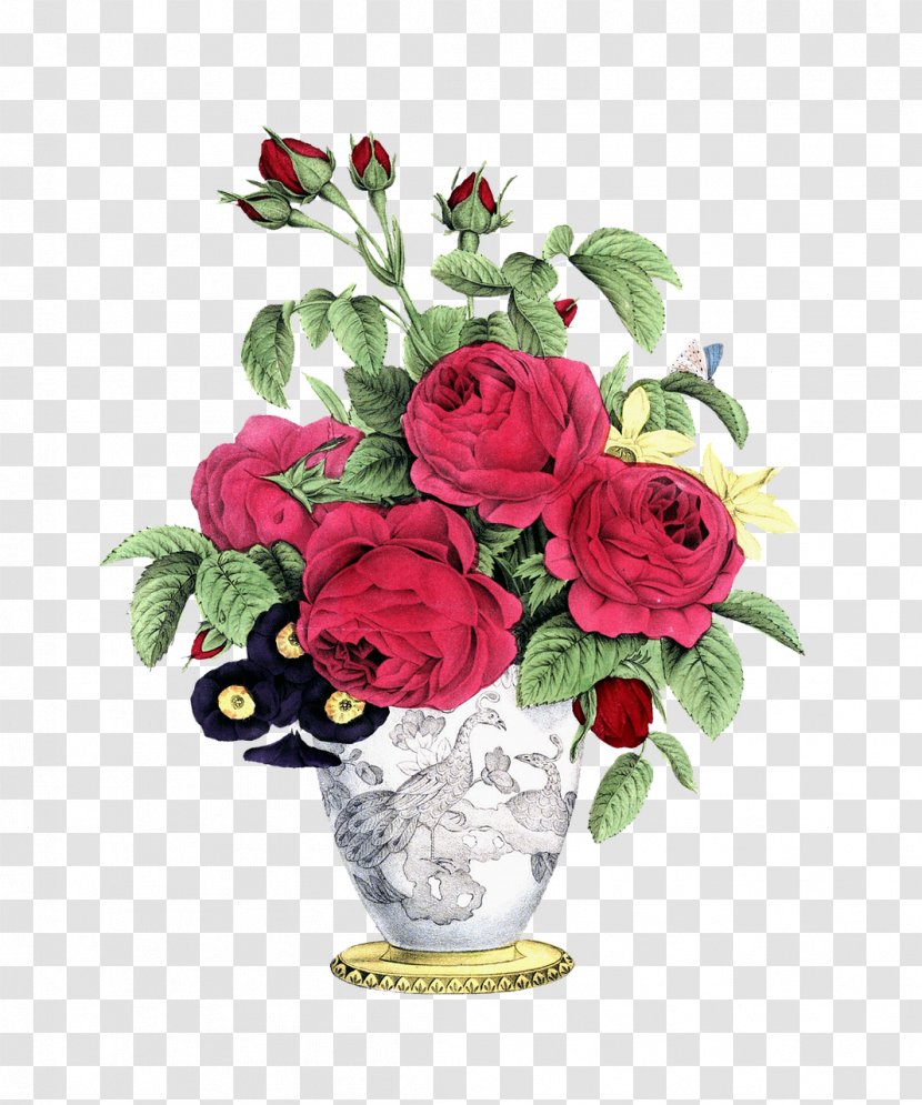 Vase Floral Design Rose Flower Bouquet Drawing - Pink Family Transparent PNG