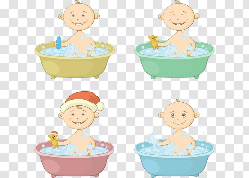 Bathing Child Stock Illustration - 4 Baby Bathtub Transparent PNG