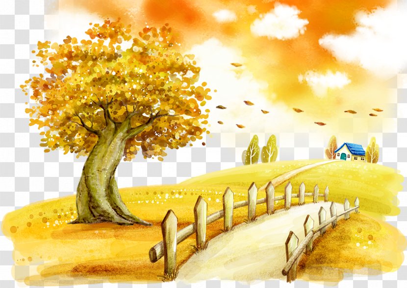 Autumn Fukei Cartoon Illustration - Poster - Background Transparent PNG