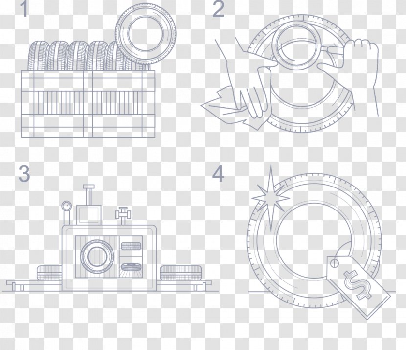 Sketch Line Art Product Design Cartoon Pattern - Drawing - Used Tires For Road Transparent PNG