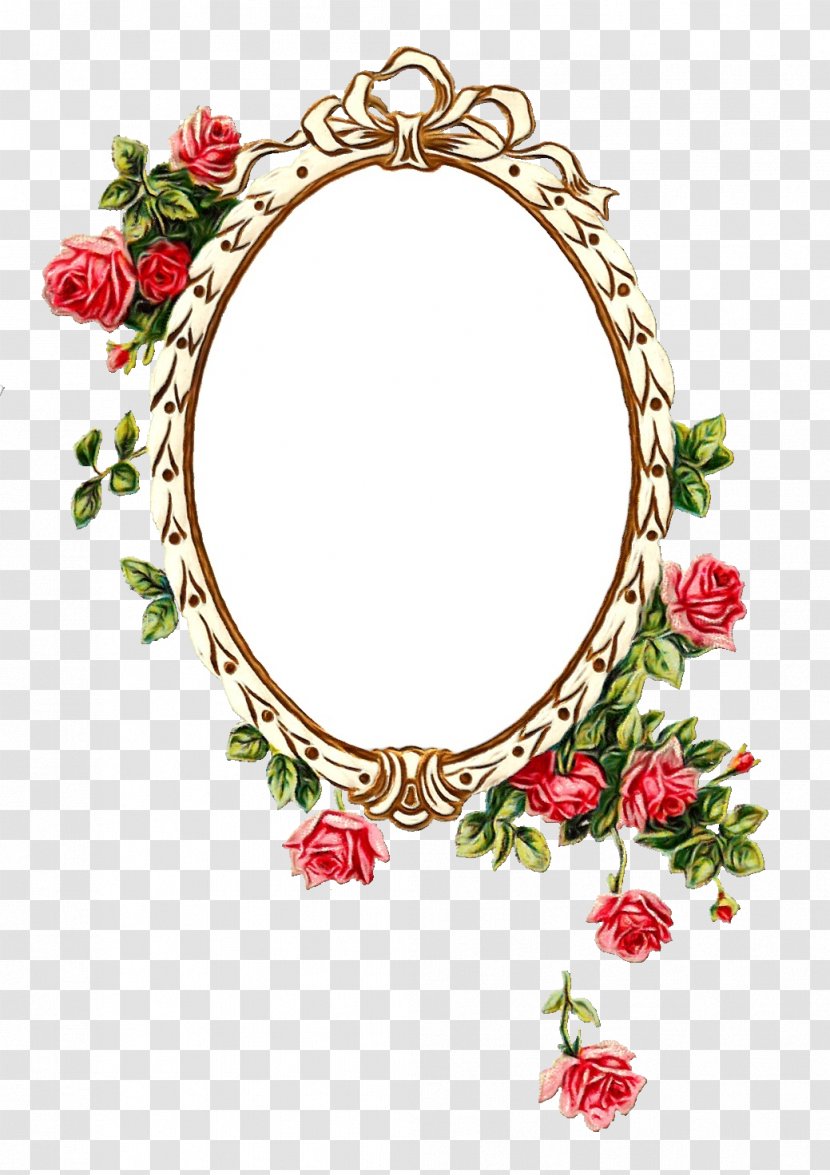 Watercolor Floral Frame - Picture - Holly Oval Transparent PNG