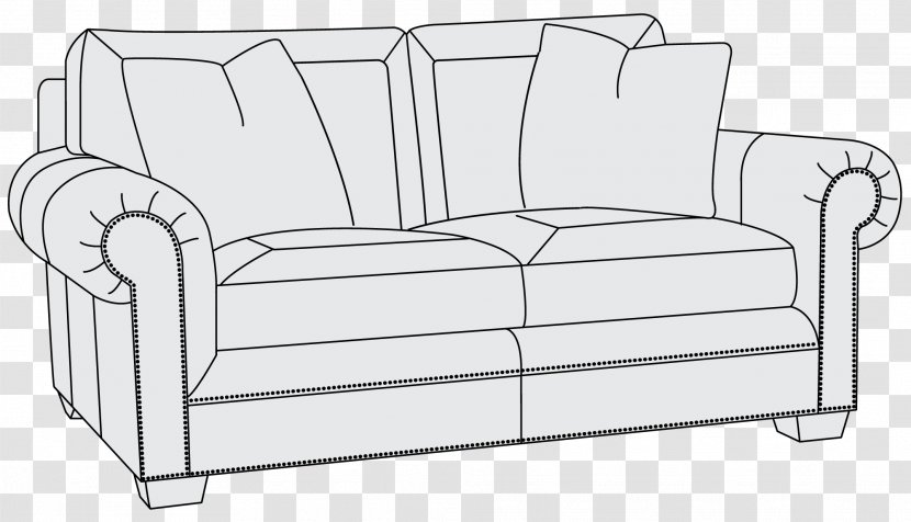 Couch White Chair Line Art - Black And Transparent PNG