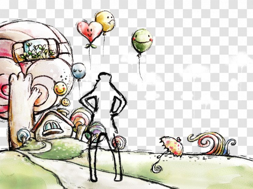 Illustration - Heart - Hand Painted Balloon Transparent PNG