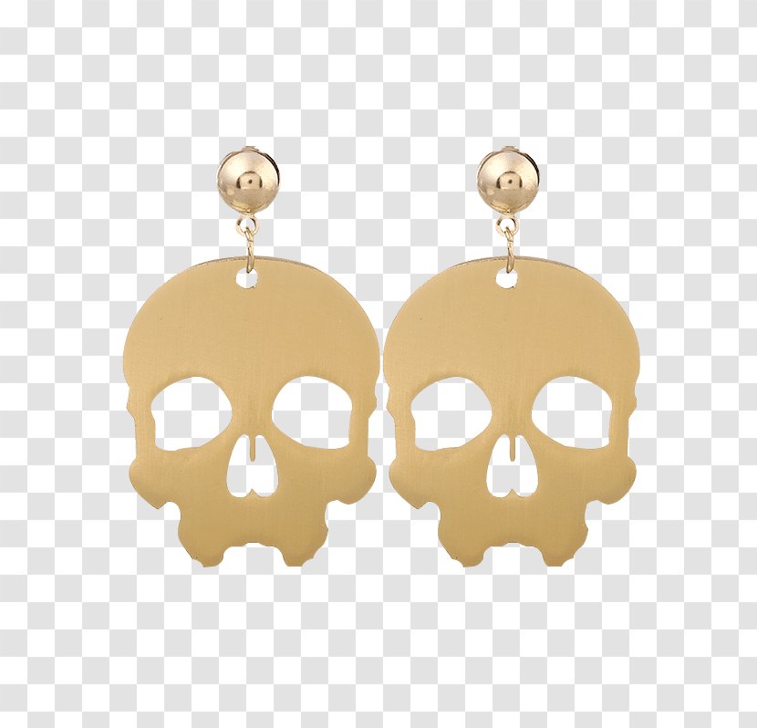 Earring Jewellery Gold Skull Charms & Pendants - Body Jewelry - Metal Transparent PNG
