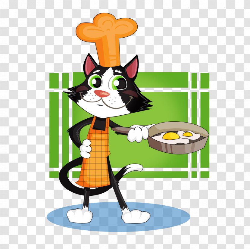 Cat Kitten Cooking - Cook - Lovely Hand-painted Cartoon Chef Omelette Transparent PNG
