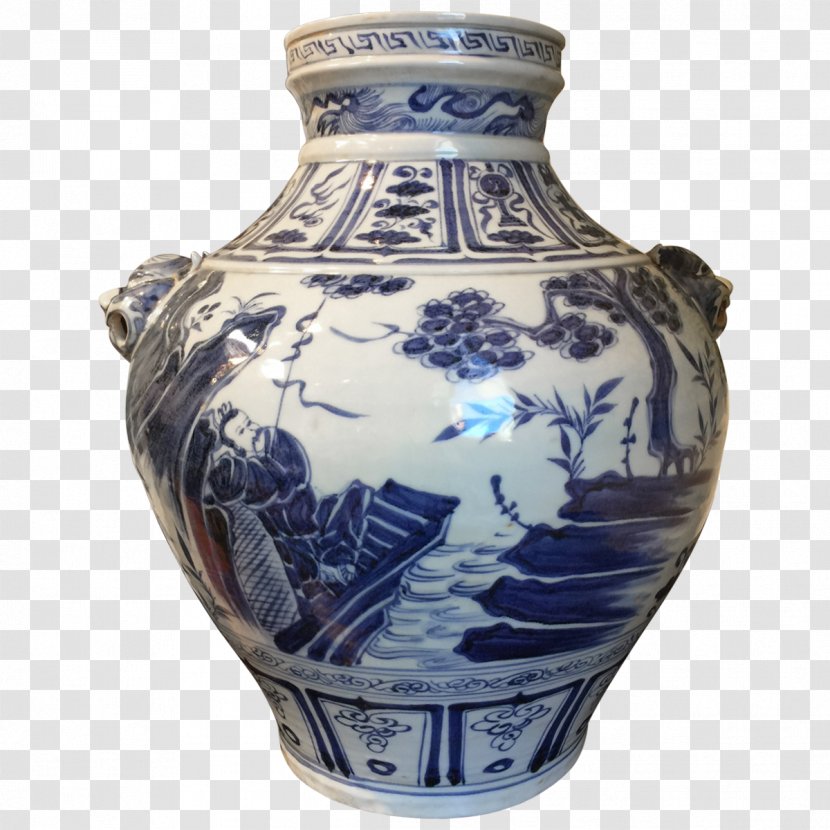 Vase Blue And White Pottery Ceramic Cobalt - Urn Transparent PNG
