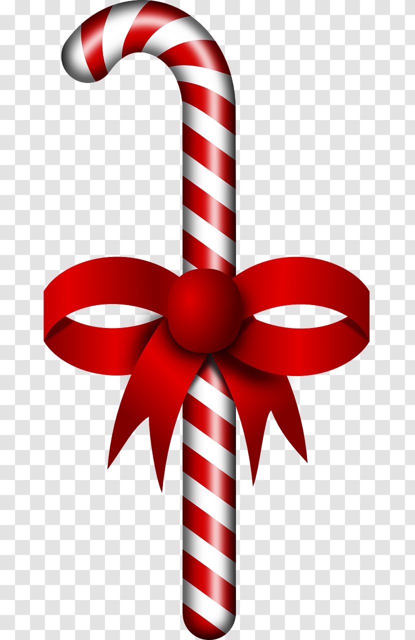 Candy Cane Stick Ribbon Christmas - Clipart Transparent PNG