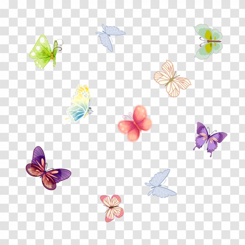 Butterfly - Resource - Colorful Pull Material Free Transparent PNG
