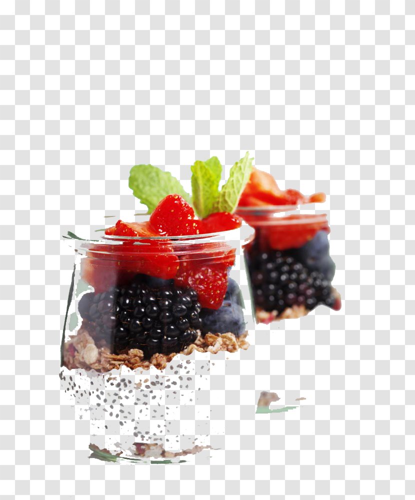 Fruit Cup Raw Foodism Parfait Asian Cuisine Yogurt - Berry - Cereals And Strawberry Buckle Clip Free HD Transparent PNG