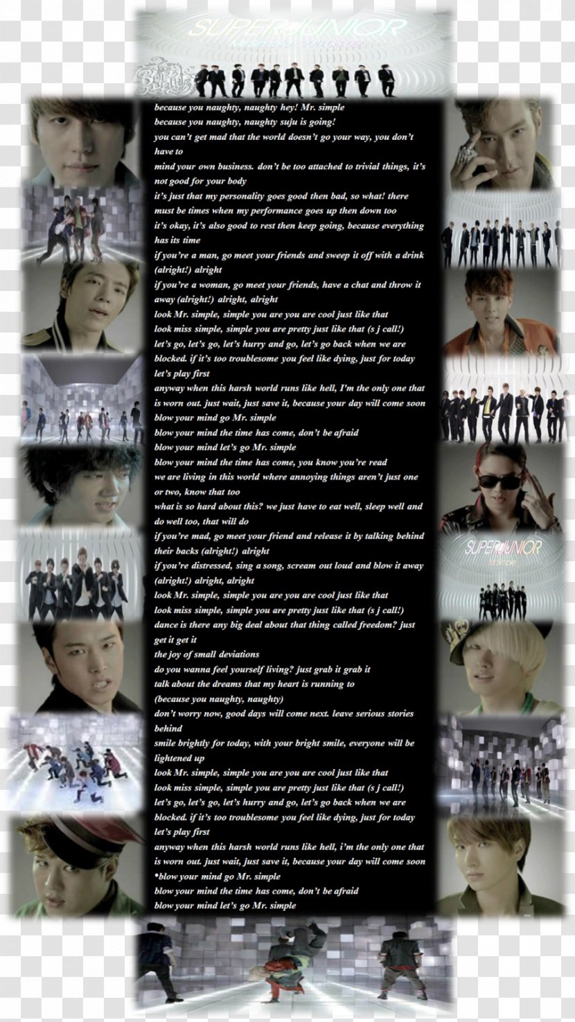 Kim Hee-chul Mr. Simple Super Junior Lyrics Text - Heechul Transparent PNG