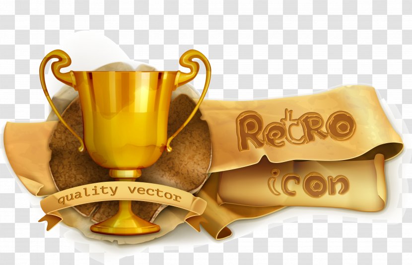 Retro Fine Ribbon Trophy - Coffee Cup - Hat Transparent PNG