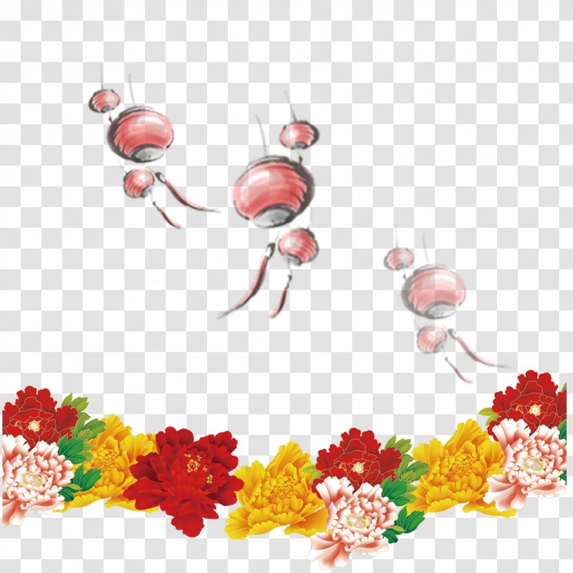 Chinese New Year Lunar Flower - Papercutting - Peony Border Transparent PNG