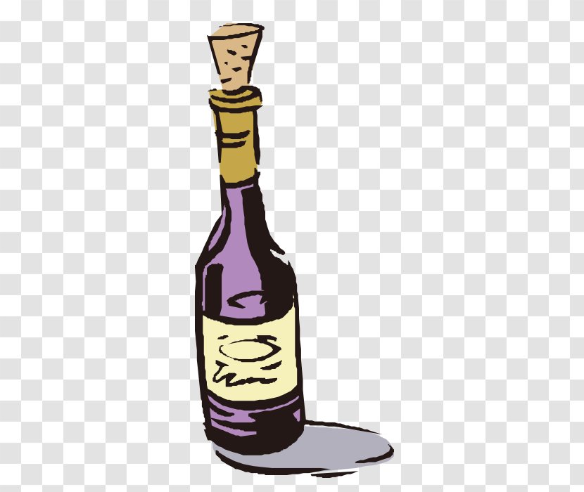 Red Wine Champagne Bottle - Barware - Hand Painted Transparent PNG