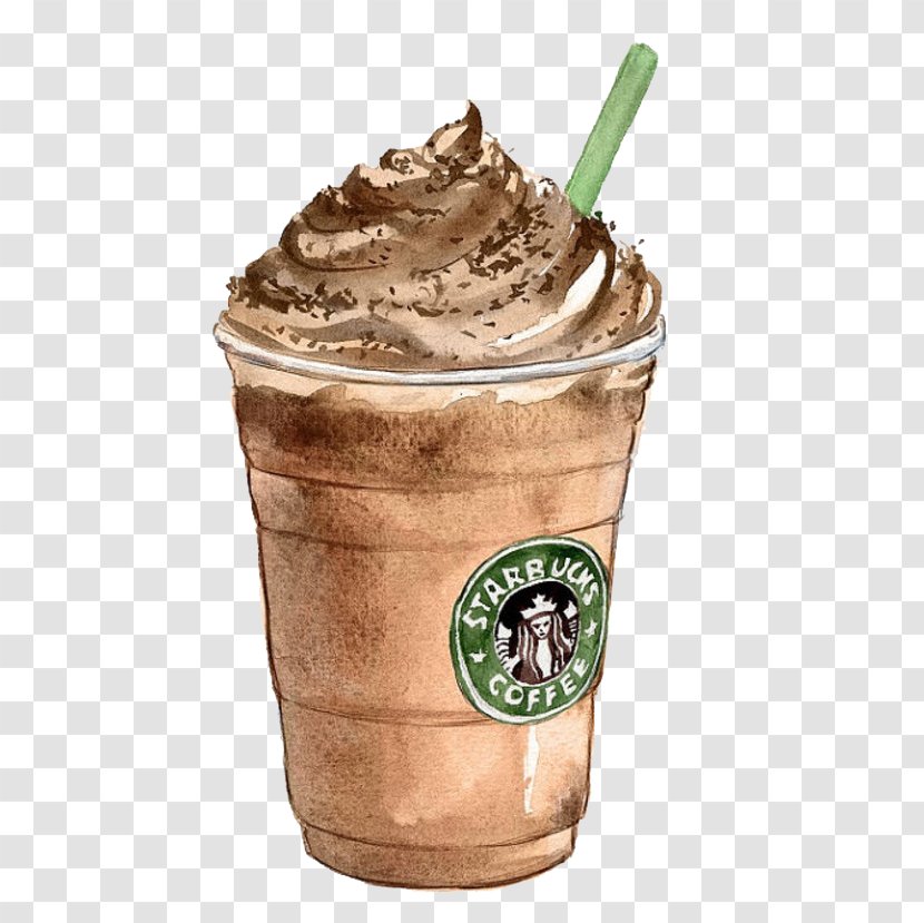 Coffee Tea Latte Starbucks Drawing - Watercolor Painting - Ice Cream Transparent PNG
