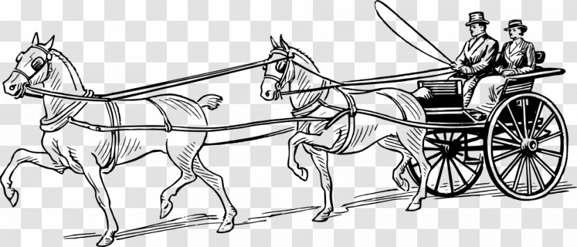 Horse And Buggy Horse-drawn Vehicle Carriage Clip Art - Black White Transparent PNG