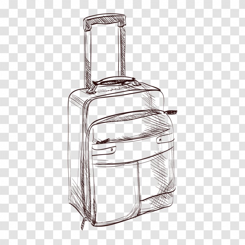 Suitcase Box Travel Baggage - Black Simple Luggage Decorative Pattern Transparent PNG