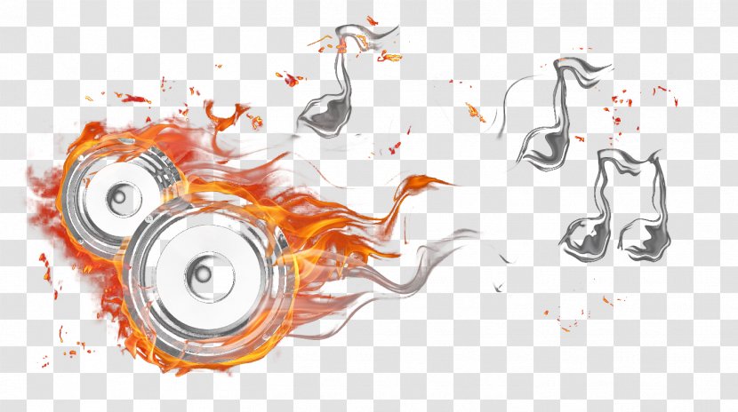 Fire Musical Note - Watercolor - Horn And Notes Transparent PNG
