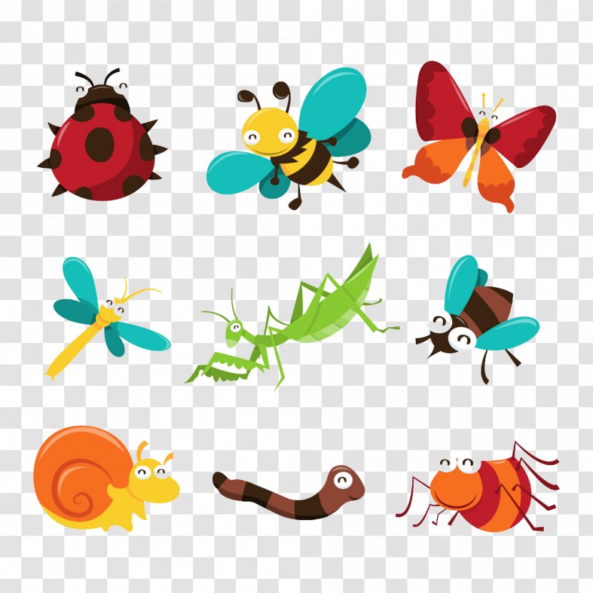 Insect Bee Butterfly Spider - Drawing - Cartoon Insects Transparent PNG