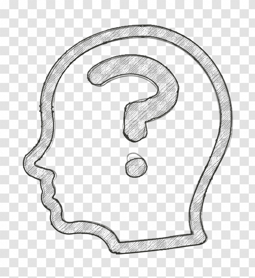 Interface Icon Question Mark Inside A Bald Male Side Head Outline Icon Hand Drawn Icon Transparent PNG
