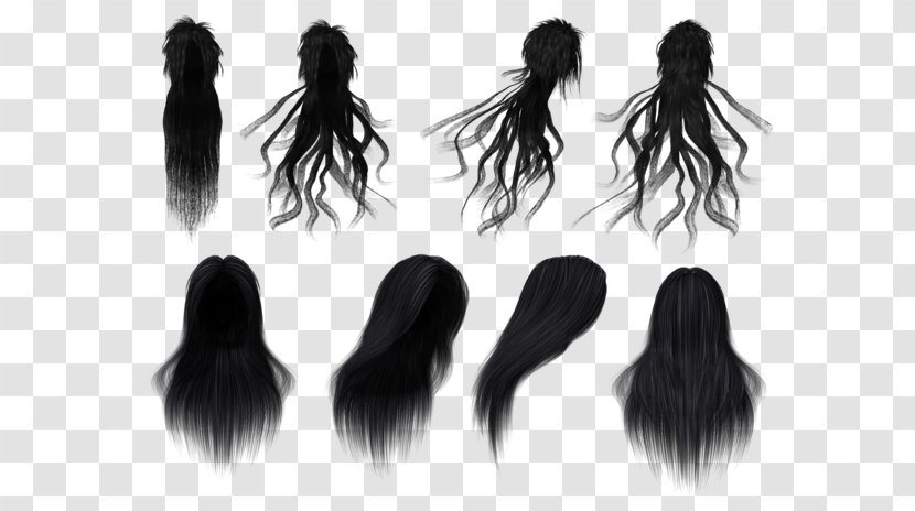 Long Hair Black Coloring Transparent PNG