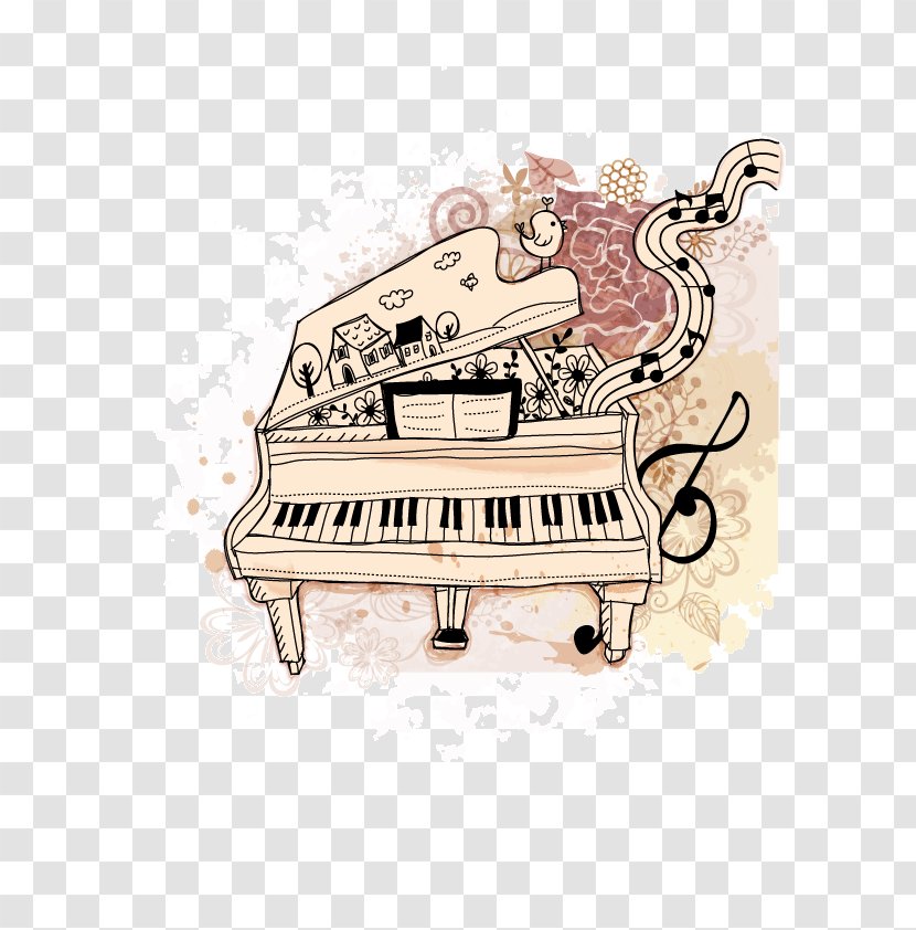 Piano Musical Note - Watercolor - Vector Element Transparent PNG