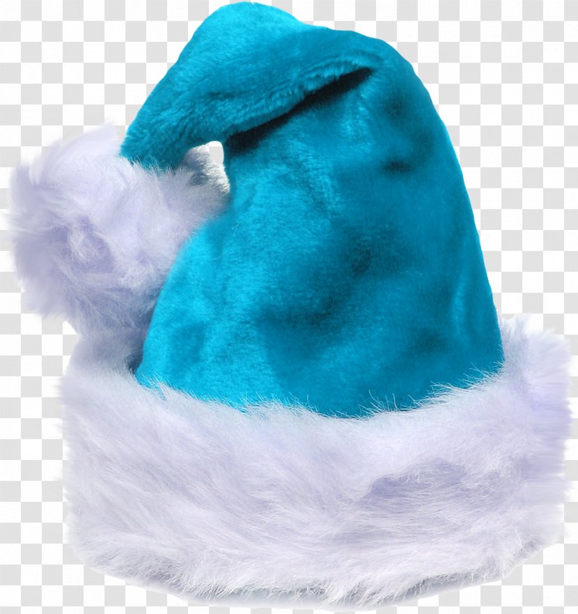 Santa Claus Christmas Hat Cap - Blue - Ice Transparent PNG