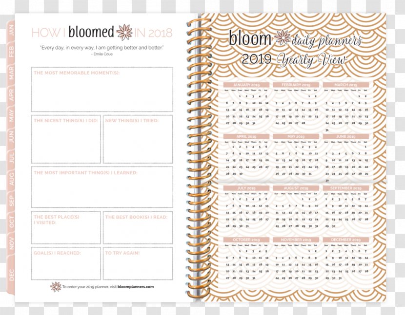 Paper Personal Organizer Hardcover Calendar Bloom Daily Planners - DAILY PLANNER Transparent PNG