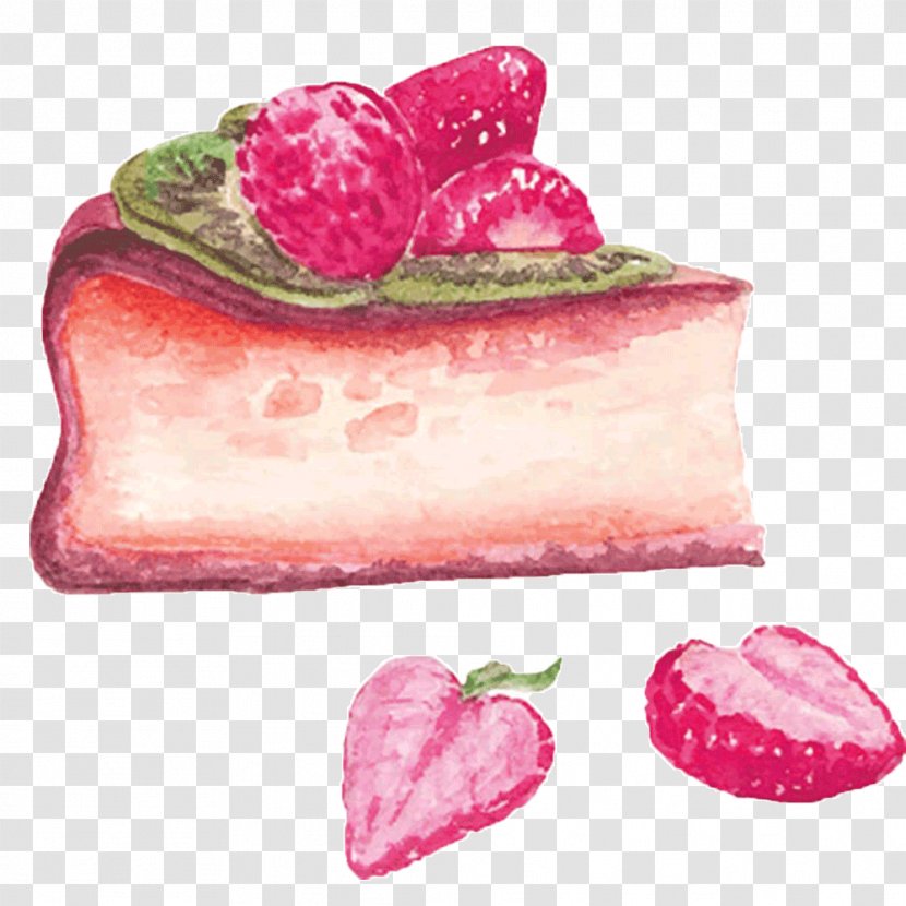 Vector Graphics Cupcake Watercolor Painting Royalty-free - Rectangle - Strawberry Cake Transparent PNG