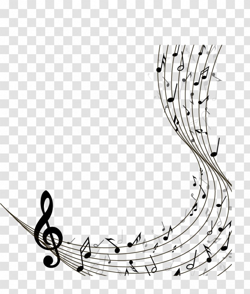 Musical Note Staff - Cartoon - Black Stave With Notes Vector Material Transparent PNG